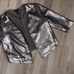 Forever 21 3/4 Length Taupe Sequin Blazer